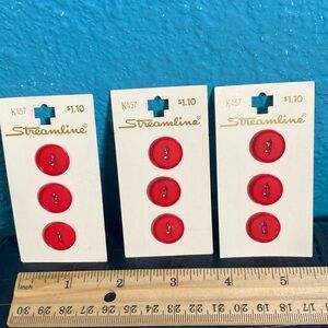 5 for $10: 9 Streamline Red Buttons 5/8” size 24 #K457 MADE IN ITALY